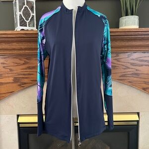 Private Island‎ Hawaii UV Long Raglan Sleeve Rash Guard Zip Jacket XL NWOT